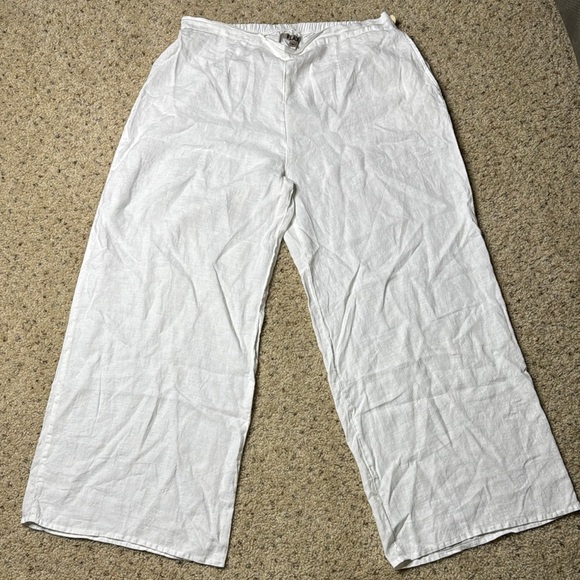 Flax Large linen wide leg pants size Large next to new - Picture 1 of 8